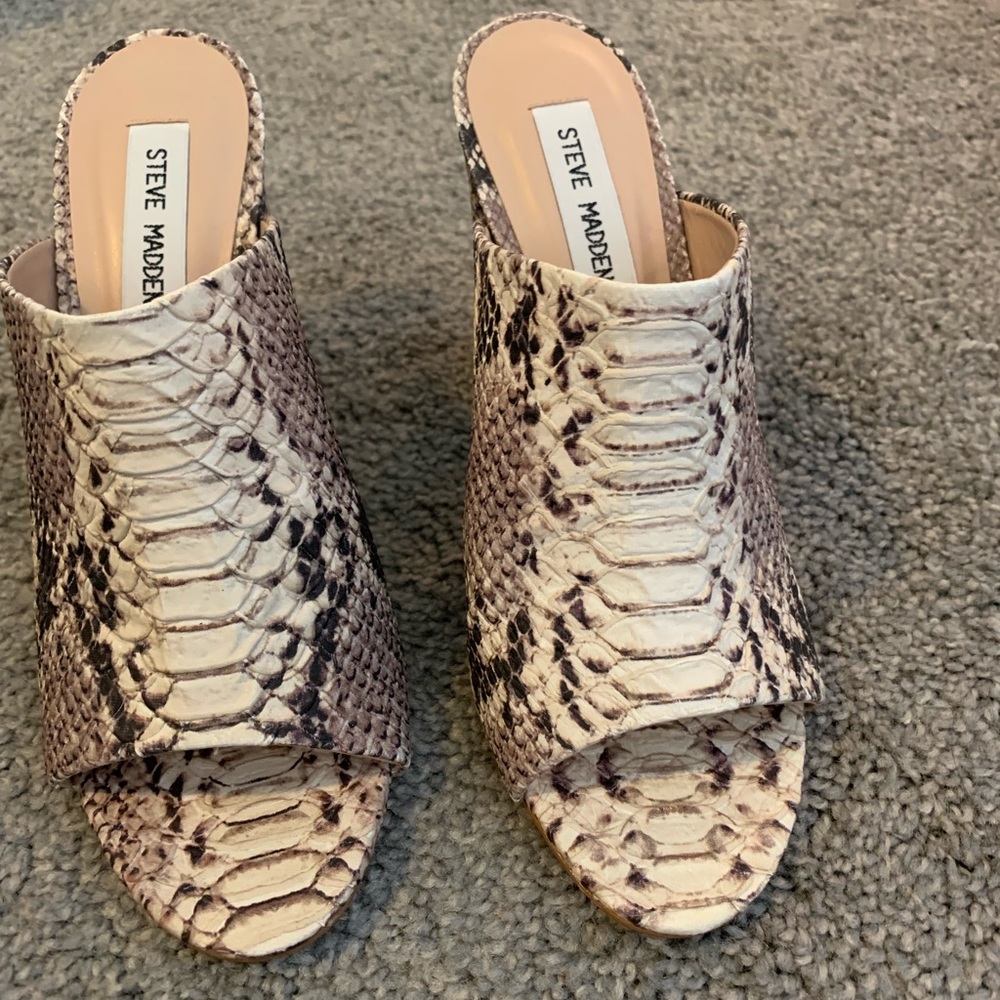 Steve Madden Animal Print Block Heel Mules